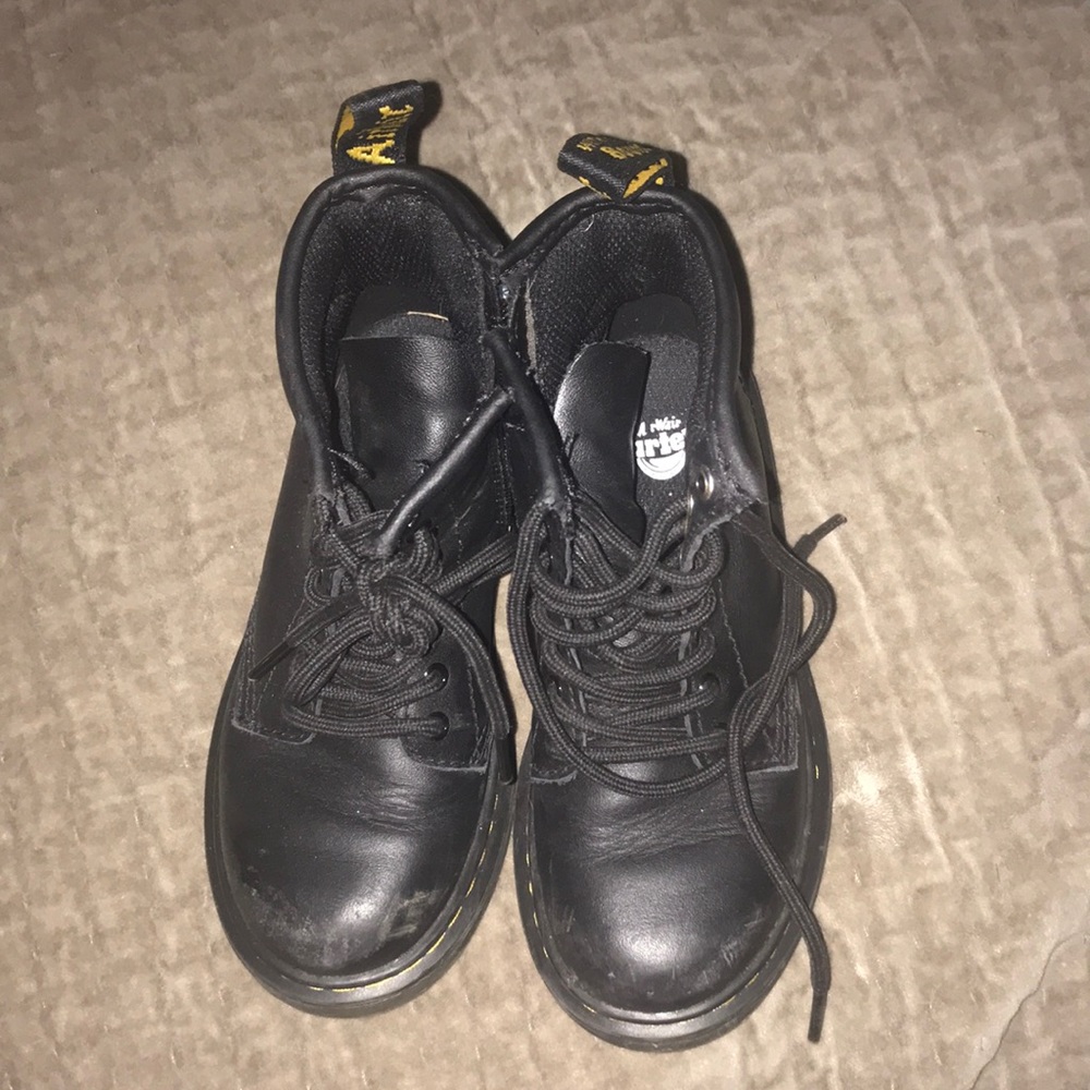 Black kids Dr. Martens combat boots. Size 12M US.